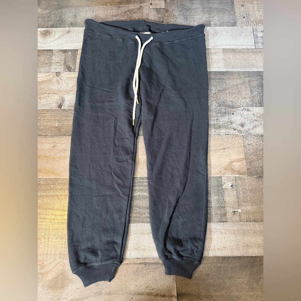 NWT THE GREAT Cropped Sweatpants‎ Black Drawstring Cozy Lounge Size 0